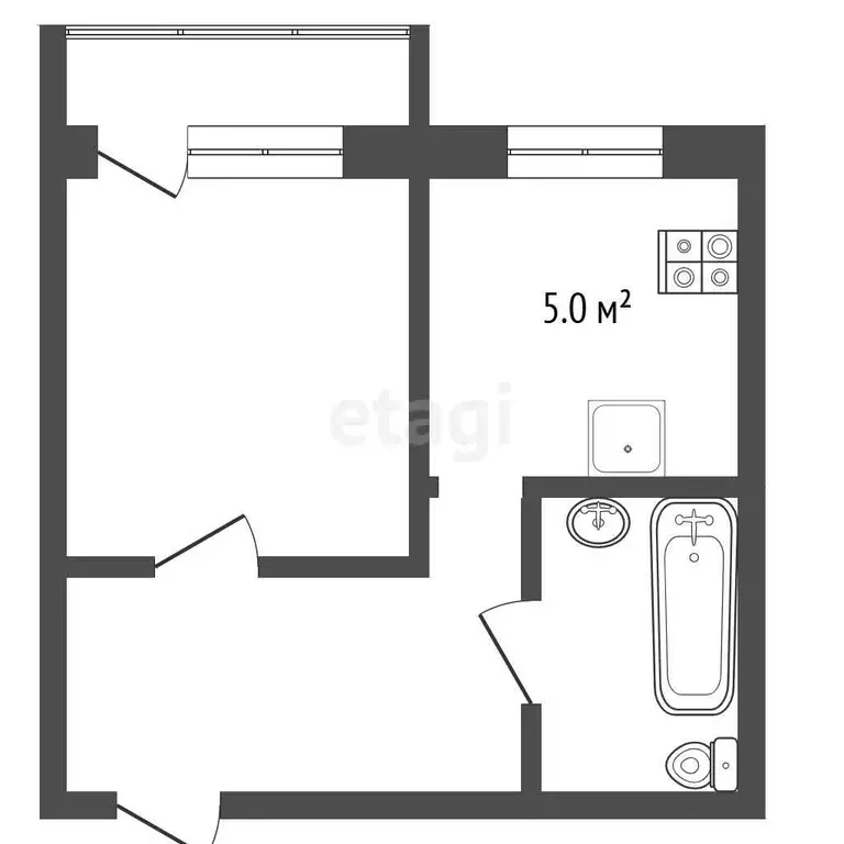 Квартира, 1 комната, 35.6 м - Фото 1