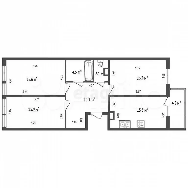 3-к. квартира, 87,5 м, 5/10 эт. - Фото 0