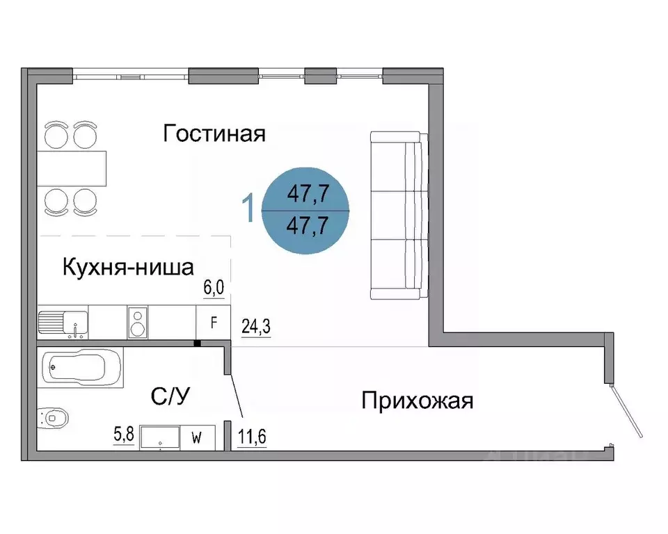 1-к кв. Крым, Керчь Белый город жилой комплекс (47.7 м) - Фото 0