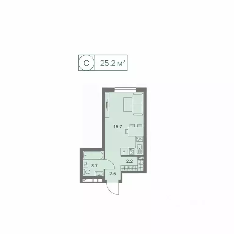 1-к кв. Пермский край, Пермь Трамвайная ул., 27 (25.2 м) - Фото 1