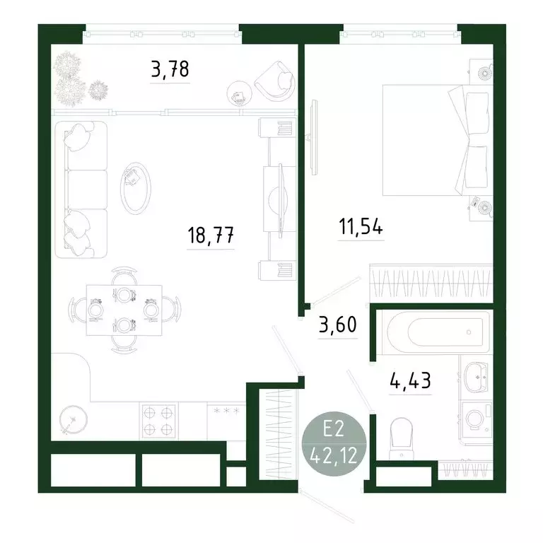 1-комнатная квартира: Тула, улица Генерала Маргелова, 9В (42.12 м) - Фото 0
