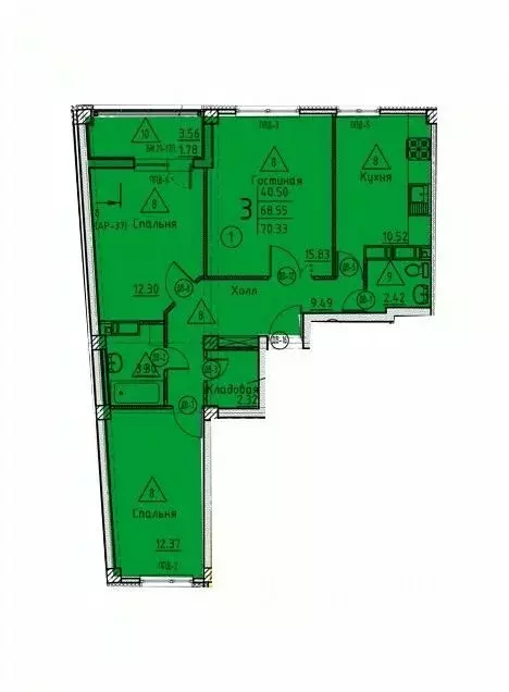 3-к кв. Пензенская область, Пенза ул. Генерала Глазунова, 11 (70.33 м) - Фото 1