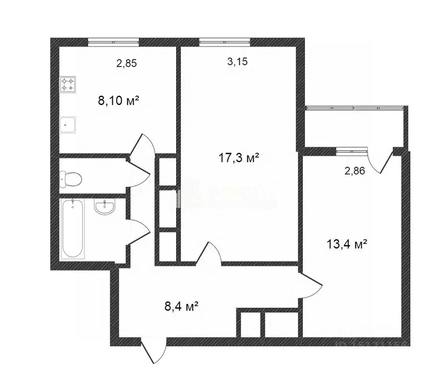 2-к кв. Ямало-Ненецкий АО, Новый Уренгой Советский мкр, 5/2 (53.2 м) - Фото 1