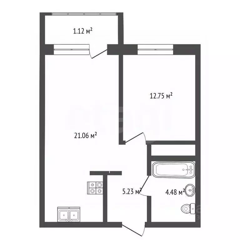 1-к кв. Тюменская область, Тюмень Одесская ул., 7к1 (43.6 м) - Фото 2