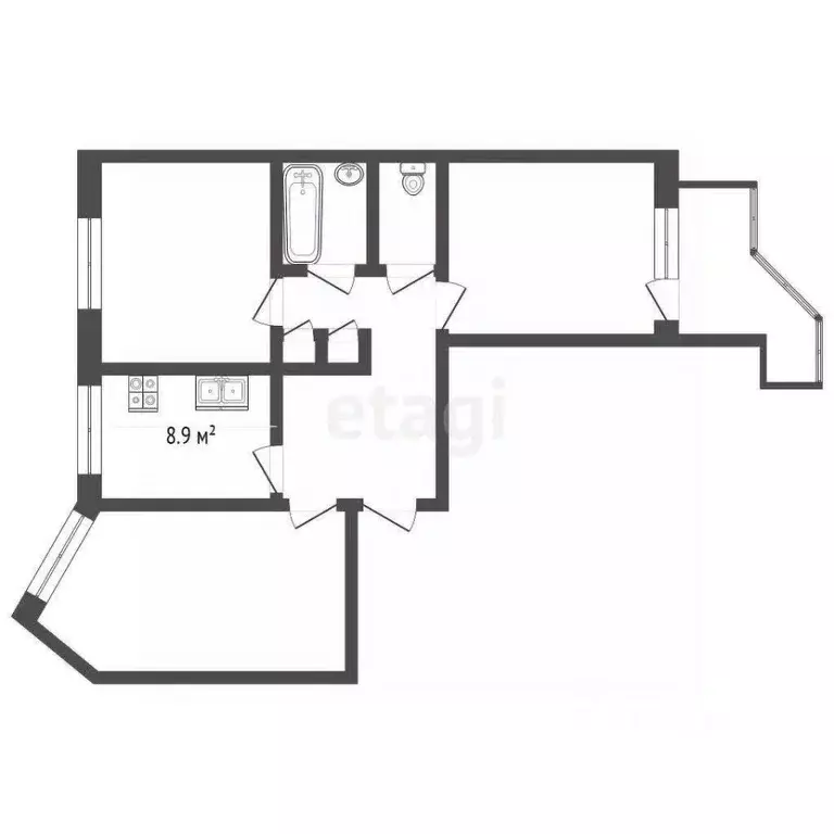 3-к кв. Архангельская область, Архангельск ул. Гайдара, 42 (62.9 м) - Фото 2