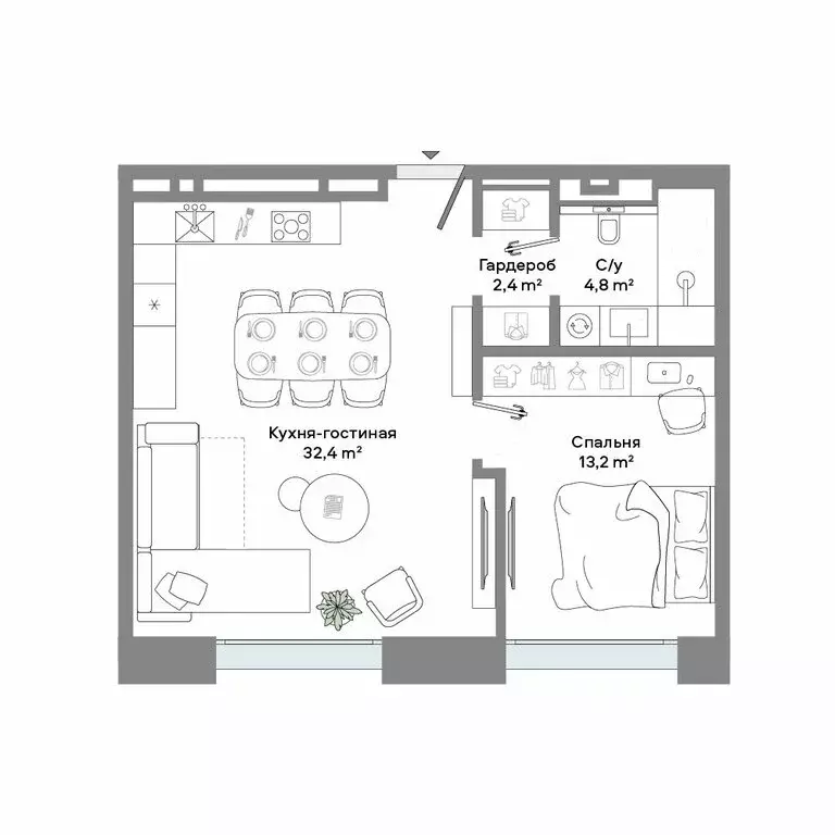 1-комнатная квартира: Москва, Ленинский проспект, 2 (52.6 м) - Фото 1