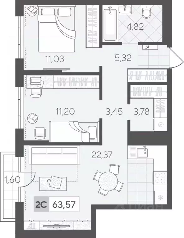 2-к кв. Тюменская область, Тюмень Скандиа.Квартал в Комарово Парк ... - Фото 0