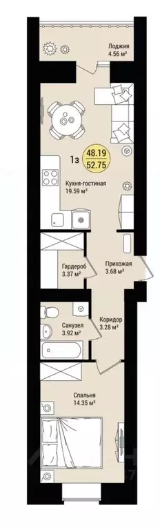 1-к кв. Марий Эл, Медведево городское поселение, Медведево пгт ул. ... - Фото 2