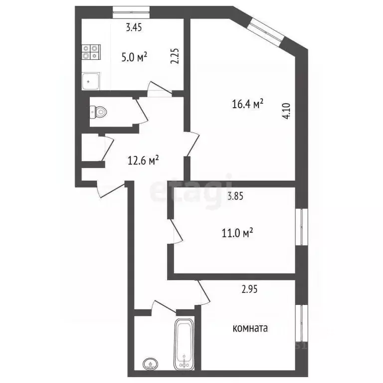 3-к кв. Ямало-Ненецкий АО, Новый Уренгой Молодежная ул., 9 (58.5 м) - Фото 1