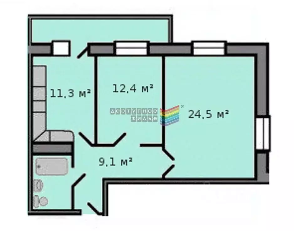 2-к кв. Красноярский край, Красноярск Караульная ул., 39/4 (63.5 м) - Фото 1