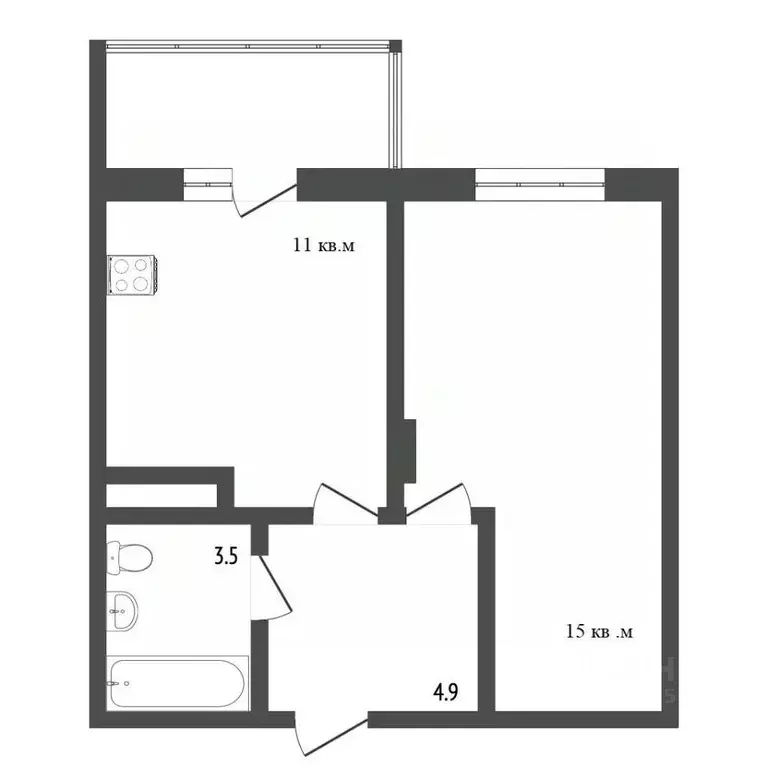 1-к кв. Владимирская область, Владимир ул. Верхняя Дуброва, 42 (37.0 ... - Фото 1
