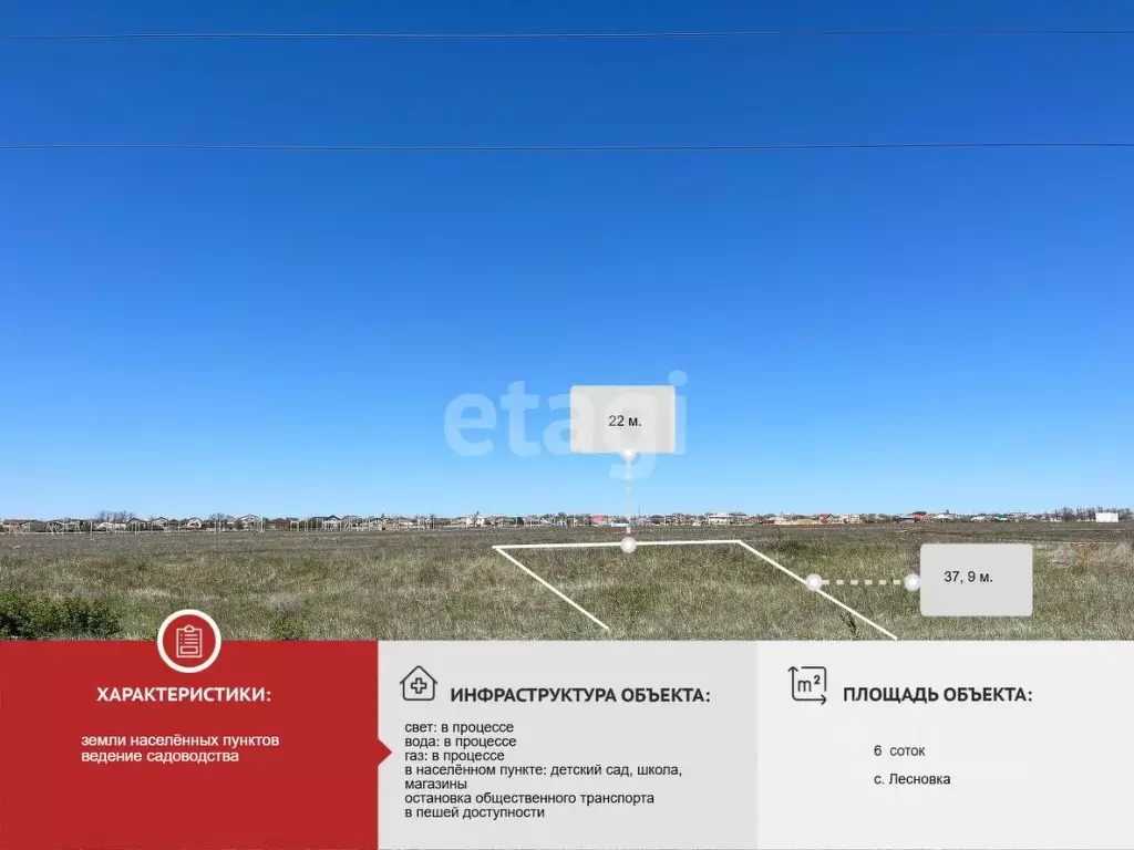 Участок в Крым, Сакский район, с. Лесновка  (6.1 сот.) - Фото 1