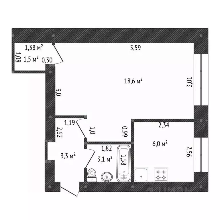 1-к кв. Башкортостан, Уфа ул. Ленина, 31/33 (33.0 м) - Фото 1