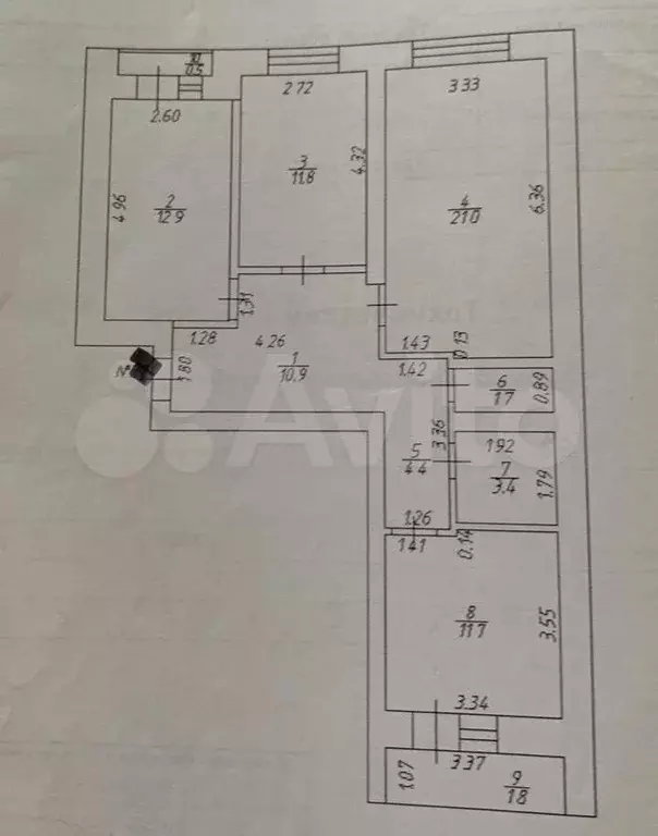 3-к. квартира, 80 м, 2/9 эт. - Фото 0