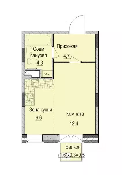 1-к кв. Татарстан, Казань Ферма-2 жилмассив,  (38.0 м) - Фото 0