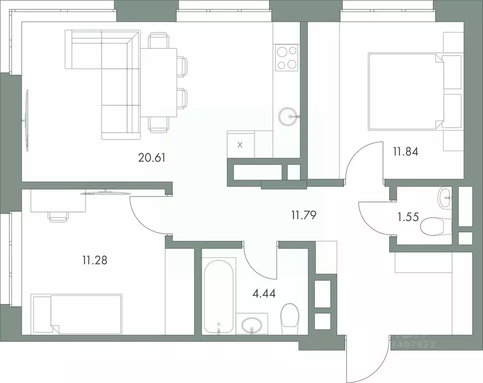 2-к кв. Ханты-Мансийский АО, Сургут ул. Крылова (61.51 м) - Фото 0