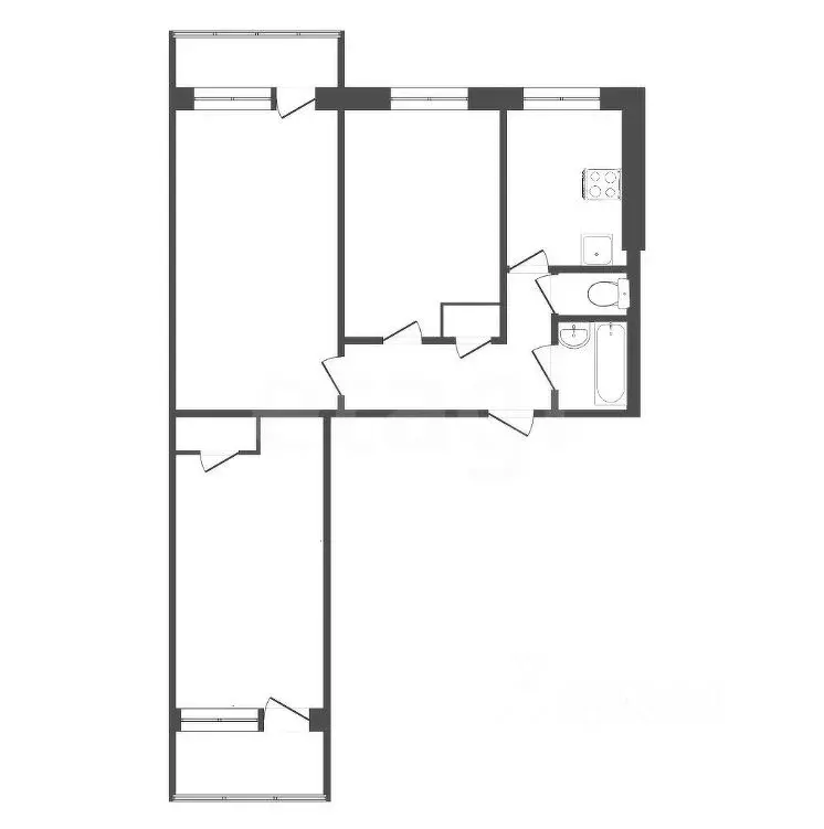 3-к кв. Хабаровский край, Комсомольск-на-Амуре ул. Гамарника, 19к7 ... - Фото 2