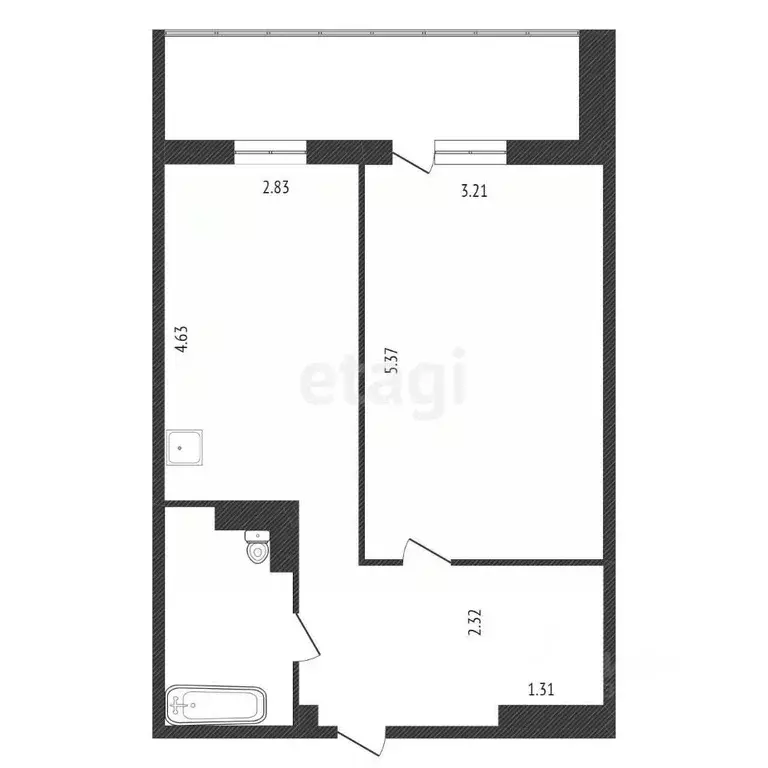 1-к кв. Красноярский край, Красноярск наб. Ярыгинская, 21 (45.0 м) - Фото 2