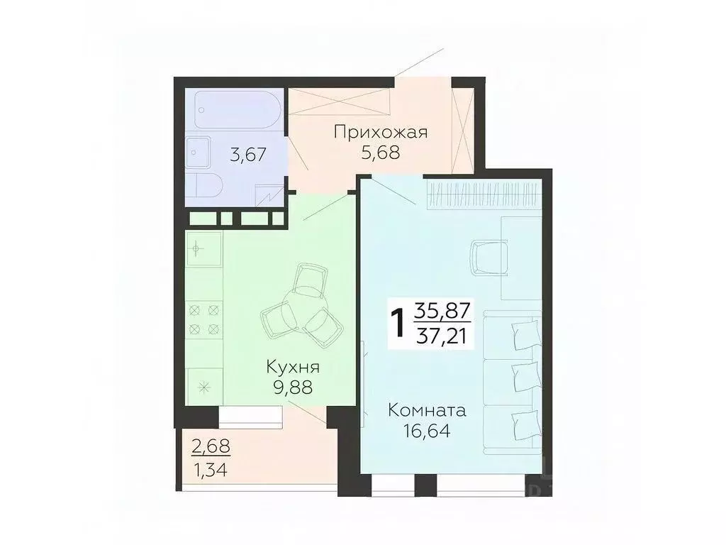 1-к кв. Воронежская область, Воронеж ул. 45-й Стрелковой Дивизии, 113 ... - Фото 0