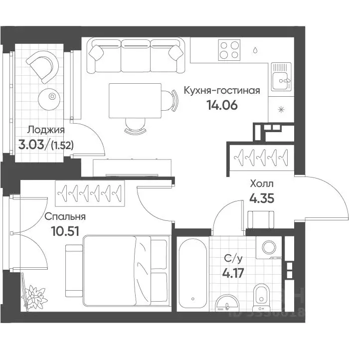 1-к кв. Свердловская область, Екатеринбург бул. Вдохновения, 4 (34.5 ... - Фото 1