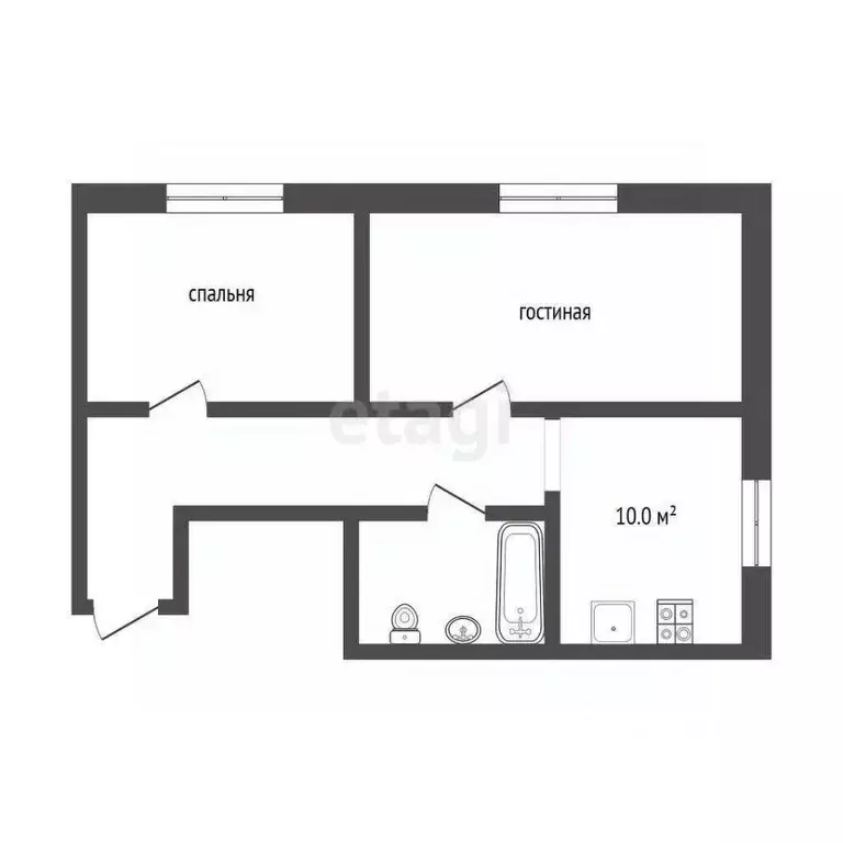 2-к кв. Вологодская область, Вологда ул. Энгельса, 60 (50.6 м) - Фото 2