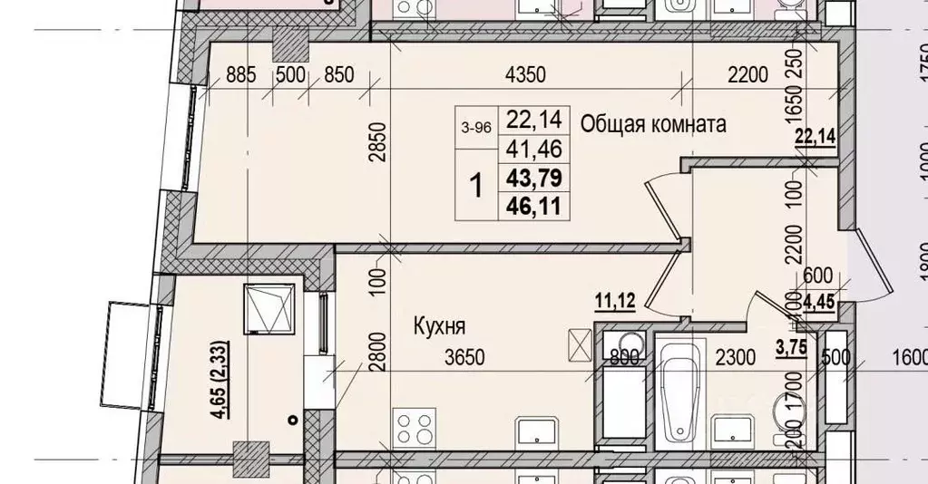 1-к кв. Саха (Якутия), Якутск ул. Чкалова (43.79 м) - Фото 0