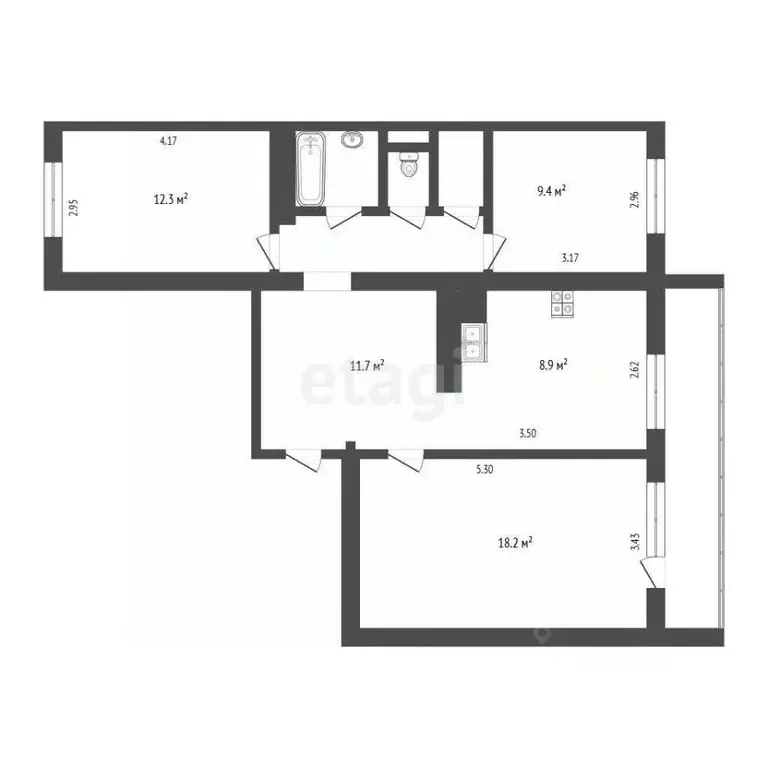 3-к кв. Московская область, Мытищи Юбилейная ул., 38к3 (65.7 м) - Фото 2