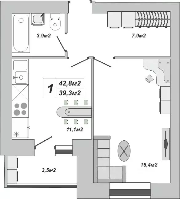 1-к кв. Тамбовская область, Тамбов ул. Чичерина, 7/1к3 (42.8 м) - Фото 0