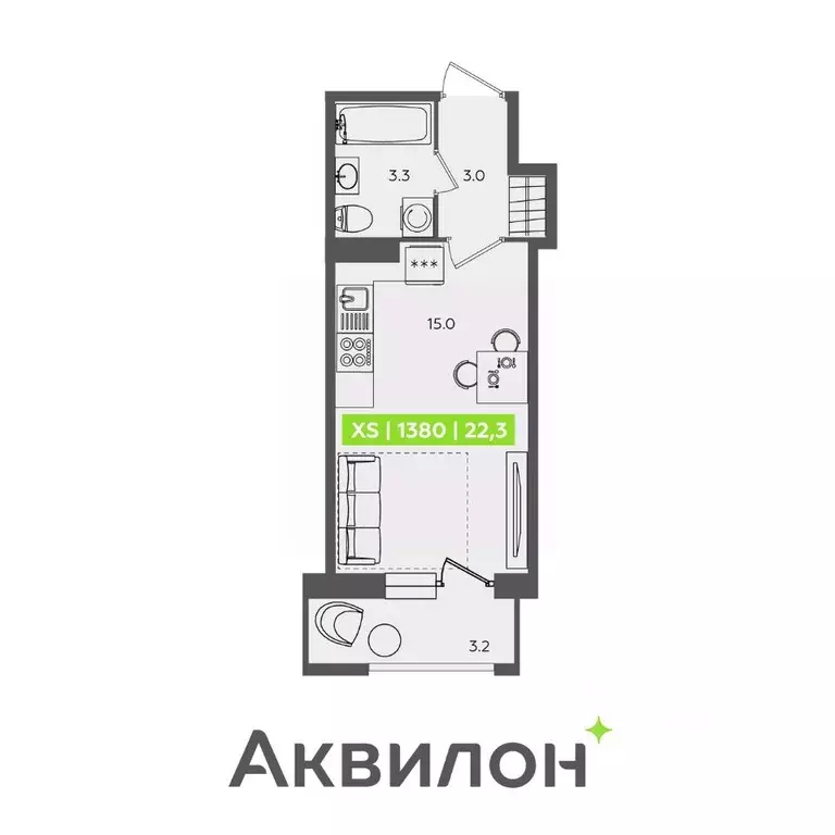 Студия Санкт-Петербург Планерная ул., 87к1 (22.3 м) - Фото 0
