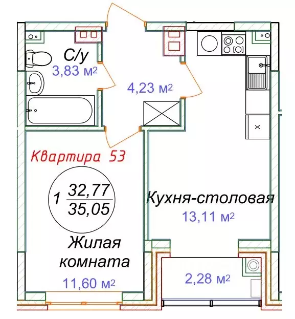 1-к кв. Ставропольский край, Минеральные Воды  (35.05 м) - Фото 0