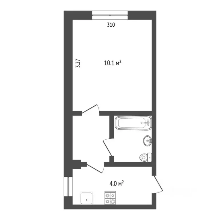 Студия Тюменская область, Тюмень ул. 30 лет Победы, 73 (15.4 м) - Фото 2