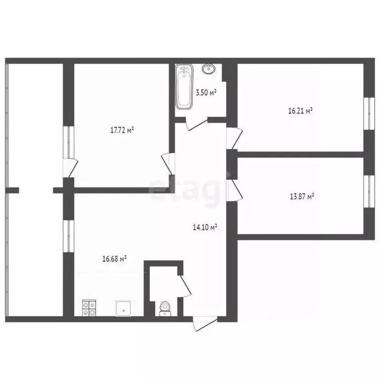3-к кв. Тюменская область, Тюмень Кремлевская ул., 102 (83.0 м) - Фото 2