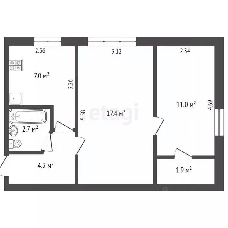 2-к кв. Севастополь ул. Горпищенко, 56 (42.0 м) - Фото 2