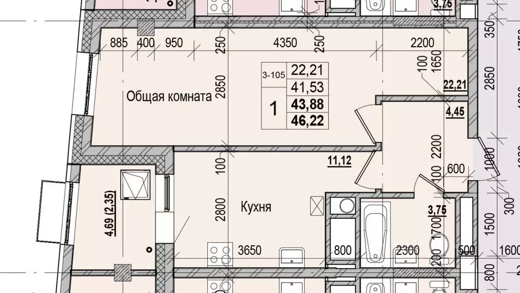 1-к кв. Саха (Якутия), Якутск ул. Чкалова (43.88 м) - Фото 0