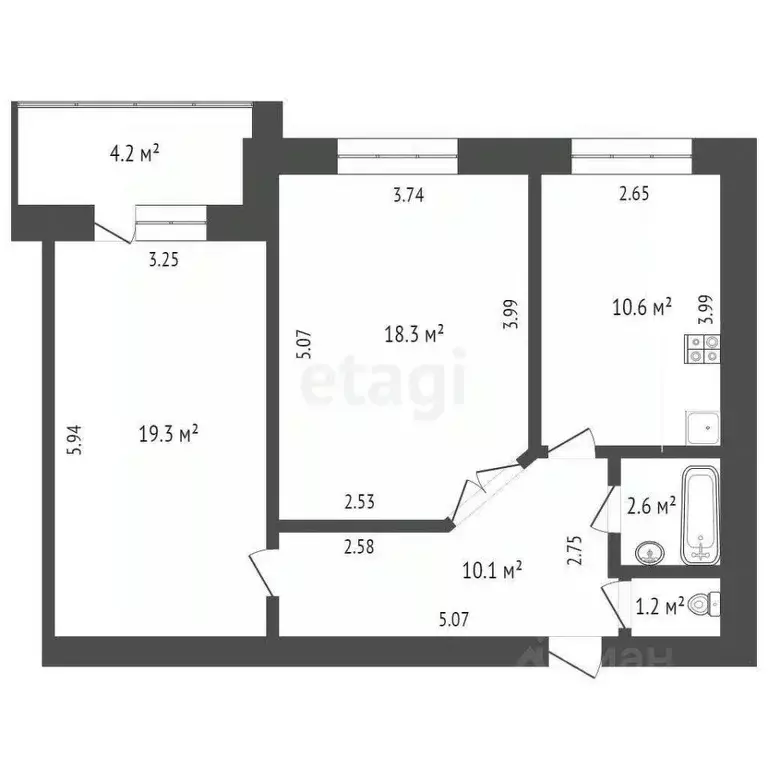 2-к кв. Тюменская область, Тюмень Широтная ул., 209 (66.0 м) - Фото 0