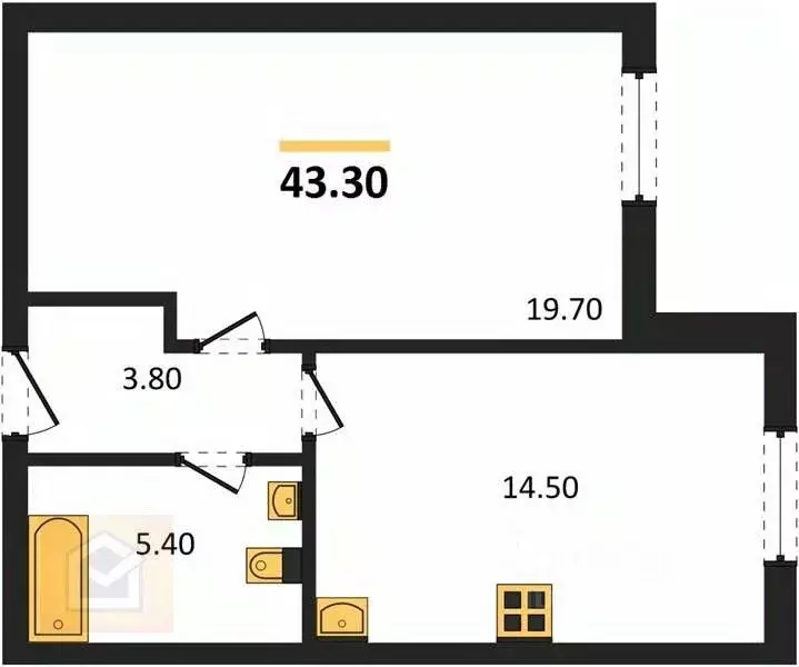 1-к кв. Крым, Симферополь пер. Мраморный, 38 (43.3 м) - Фото 1