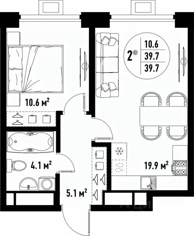 2-к кв. Астраханская область, Астрахань ул. Бэра, 29 (39.7 м) - Фото 2