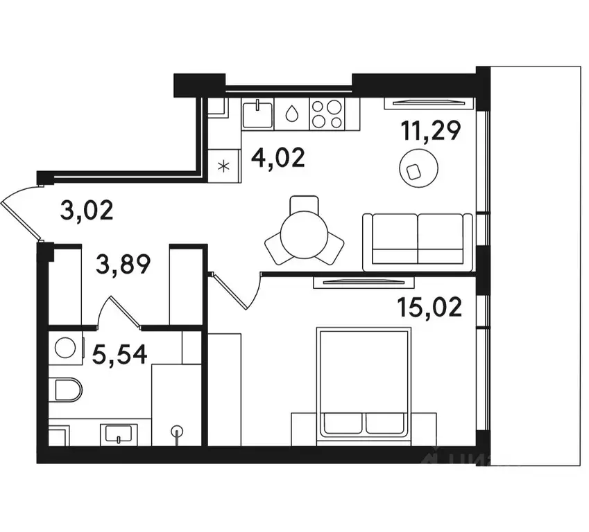 1-к кв. Москва ул. Сокольнический Вал, 2АС1 (42.78 м) - Фото 0