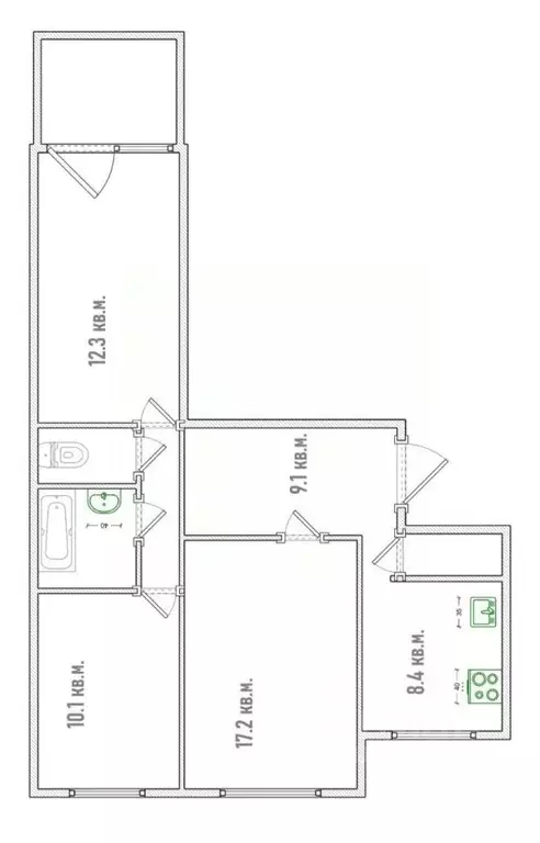 3-к кв. Омская область, Омск ул. Лукашевича, 27 (62.2 м) - Фото 2