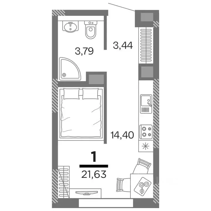 Студия Рязанская область, Рязань Метропарк тер., Метропарк жилой ... - Фото 1