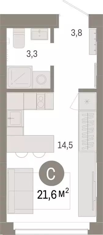 Квартира-студия: Тюмень, жилой комплекс Республики 205 (21.57 м) - Фото 0
