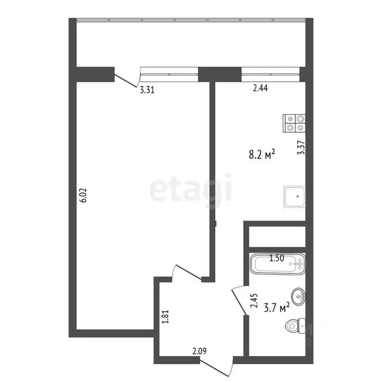 1-к кв. Пермский край, Пермь ул. Крисанова, 26А (41.1 м) - Фото 1