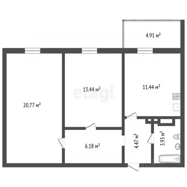 2-к кв. Воронежская область, Новоусманский район, пос. Отрадное ул. ... - Фото 2