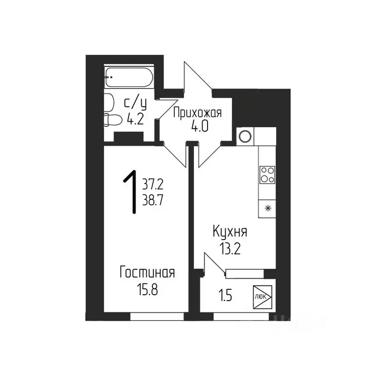 1-к кв. Башкортостан, Уфа ул. Бородинская, 19/1 (38.7 м) - Фото 0
