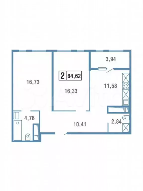 3-к. квартира, 65 м, 3/18 эт. - Фото 0
