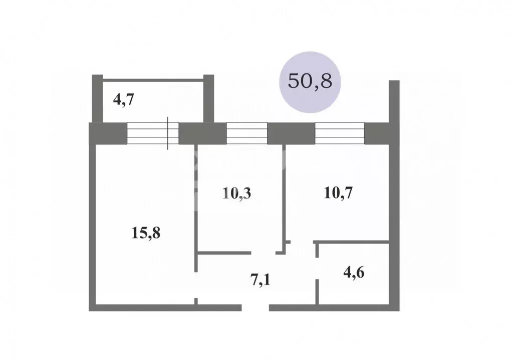 2-комнатная квартира: Благовещенск, Литейная улица, 95 (50.8 м) - Фото 2