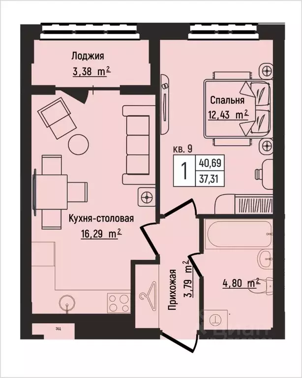 1-к кв. Нижегородская область, Нижний Новгород Литературная ул., 5 ... - Фото 1