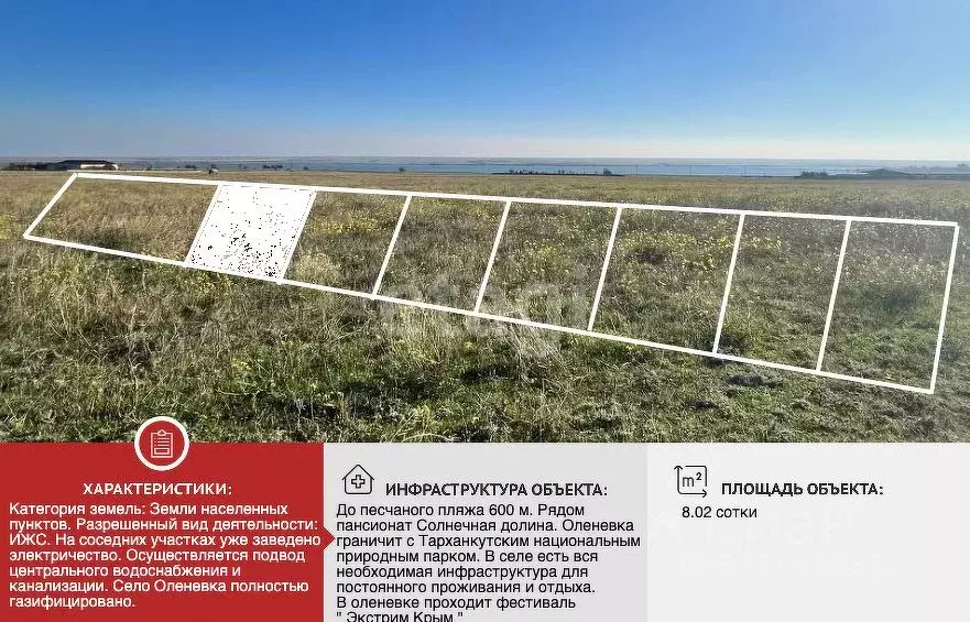 Участок в Крым, Черноморский район, Оленевское с/пос, с. Оленевка, ... - Фото 2