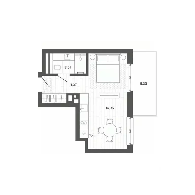 Студия Алтайский край, Барнаул Жилплощадка мкр,  (32.69 м) - Фото 1