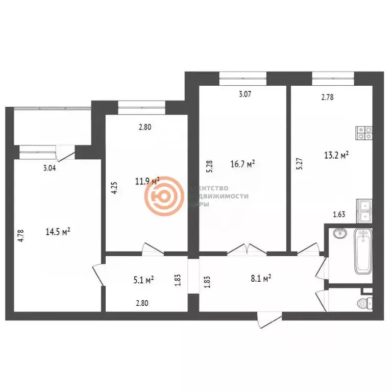 3-к кв. Тюменская область, Тюмень Солнечный проезд, 27 (72.7 м) - Фото 2